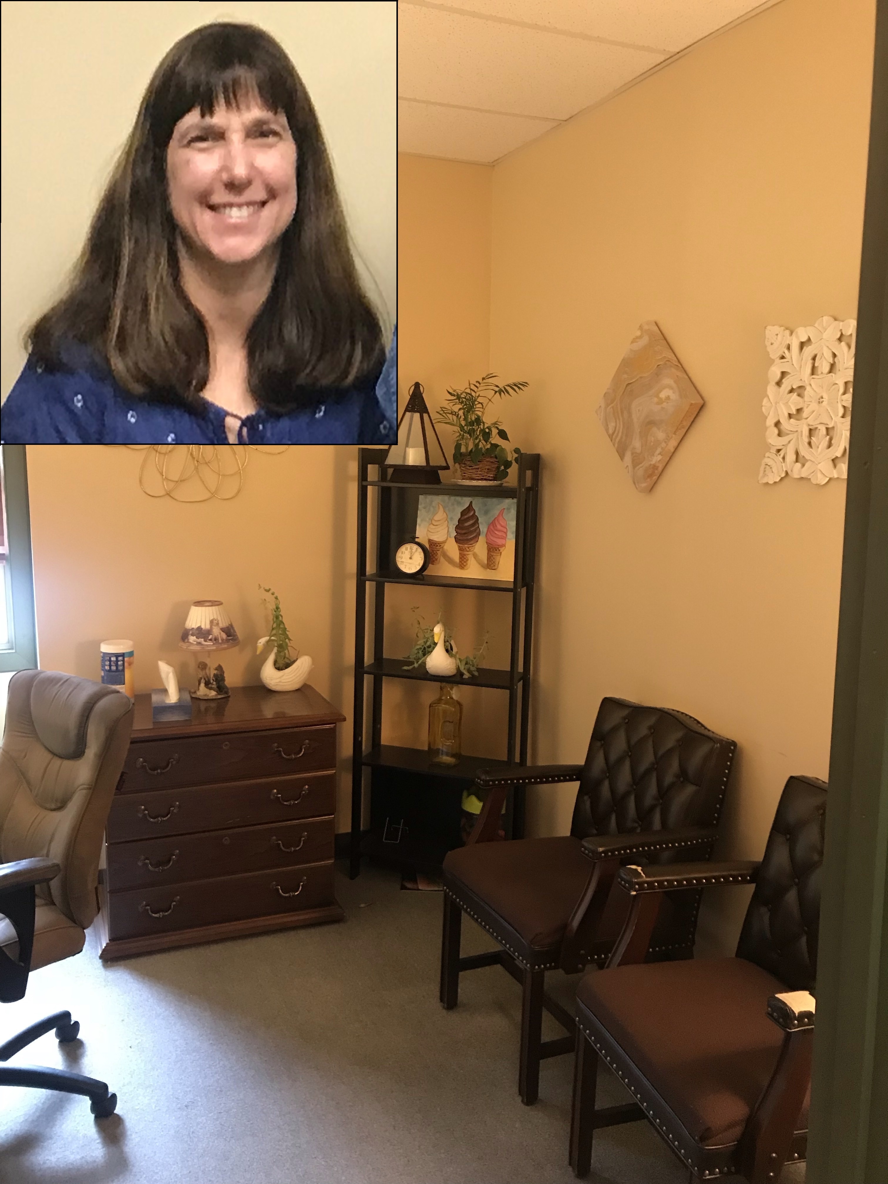  Stacey Moyer and her office interior.